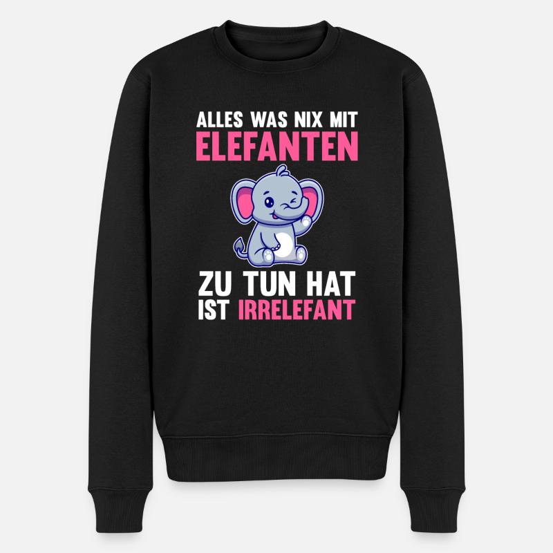 Elefant Elefanten - Männer Premium Bio Pullover - Schwarz