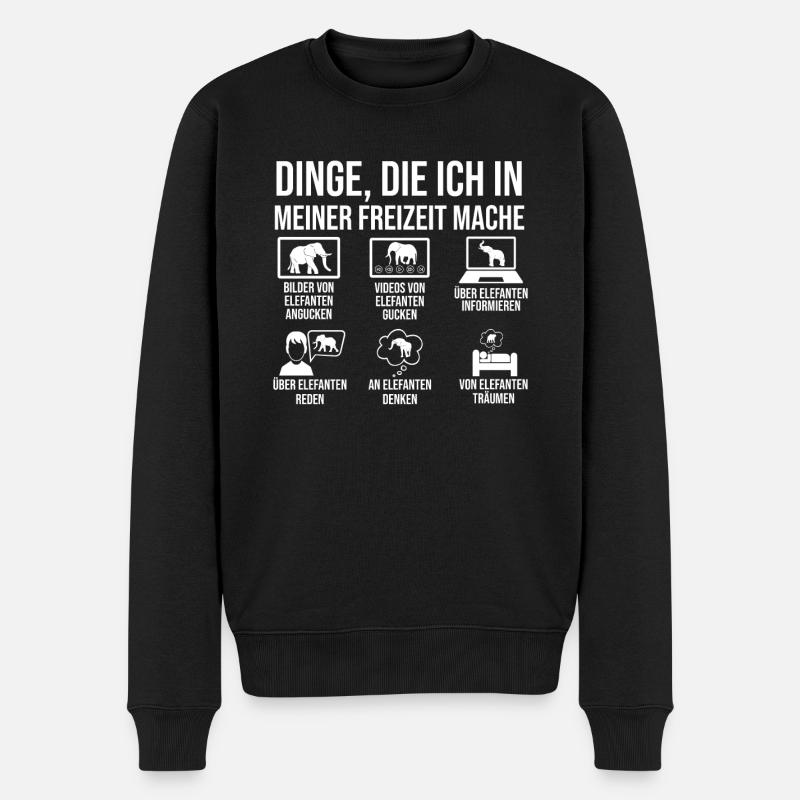 Elefant Elefanten - Männer Premium Bio Pullover - Schwarz