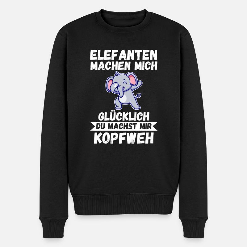 Elefant Elefanten - Männer Premium Bio Pullover - Schwarz