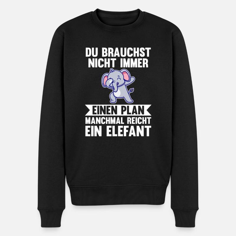 Elefant Elefanten - Männer Premium Bio Pullover - Schwarz