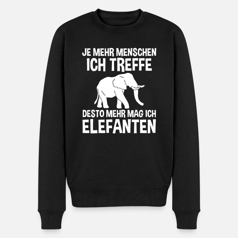 Elefant Elefanten - Männer Premium Bio Pullover - Schwarz