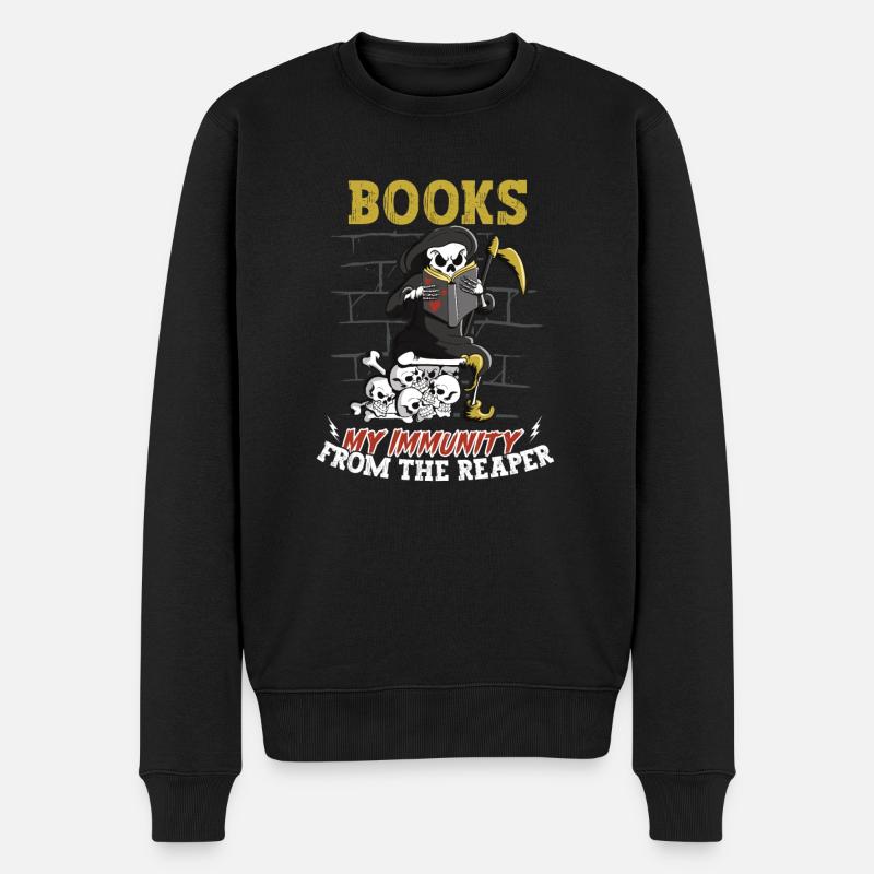 Lesen Von Sensenmann-buchliebhaber-literatur, - Männer Premium Bio Pullover - Schwarz