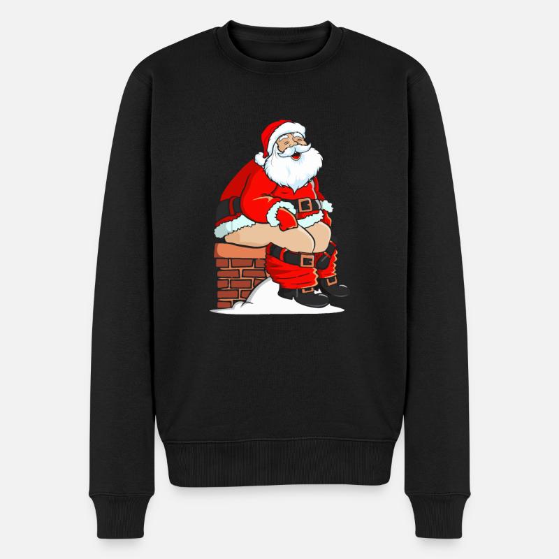 Weihnachtsmann kackt in Kamin - Männer Premium Bio Pullover - Schwarz