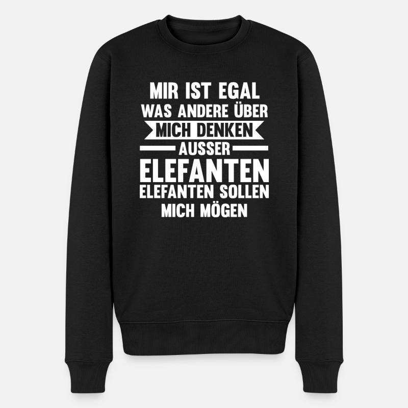 Elefant Elefanten - Männer Premium Bio Pullover - Schwarz
