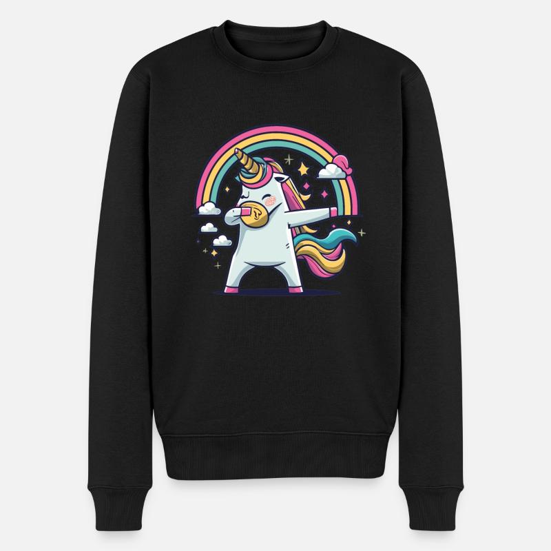 Dabbing Unicorn Einhorn Dab Dabbing Trend Tanz - Männer Premium Bio Pullover - Schwarz