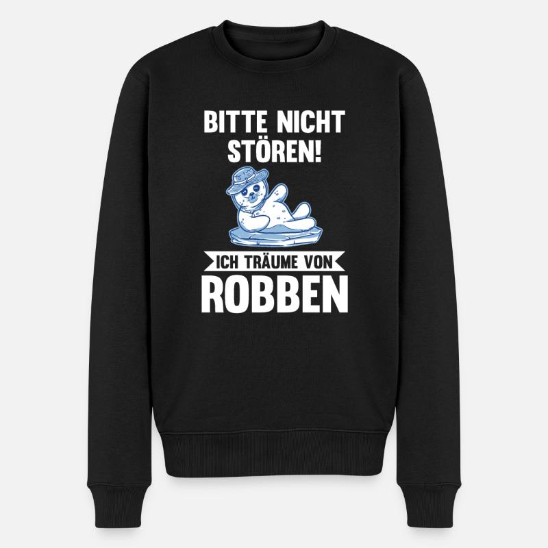 Seehund Seelöwe Robbe - Männer Premium Bio Pullover - Schwarz