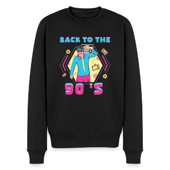 90er Jahre Musik Karneval 90 Retro Party Jahr 1990 - Männer Premium Bio Pullover - Schwarz - Vorne - Nico (187cm)
