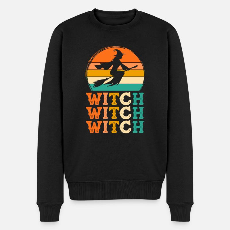 Hexe Retro-Design Hexe Geschenk - Männer Premium Bio Pullover - Schwarz