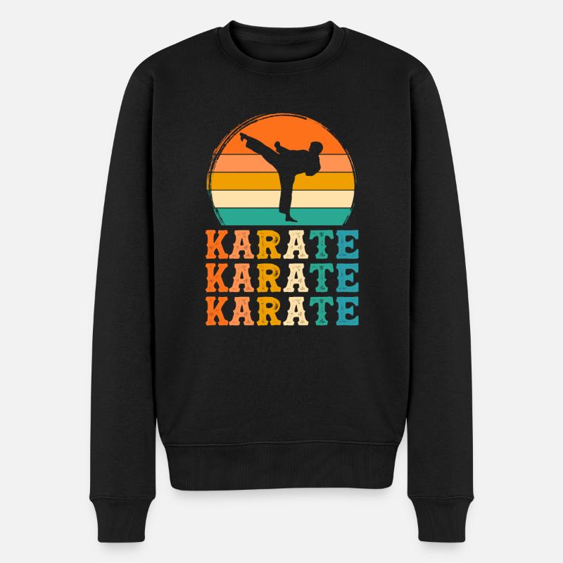 Karate kicking retro design Karate kicking Geschen - Männer Premium Bio Pullover - Schwarz