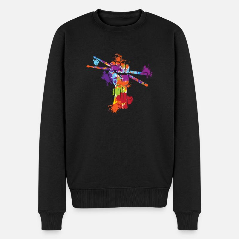Drumsticks Splash Art - Männer Premium Bio Pullover - Schwarz