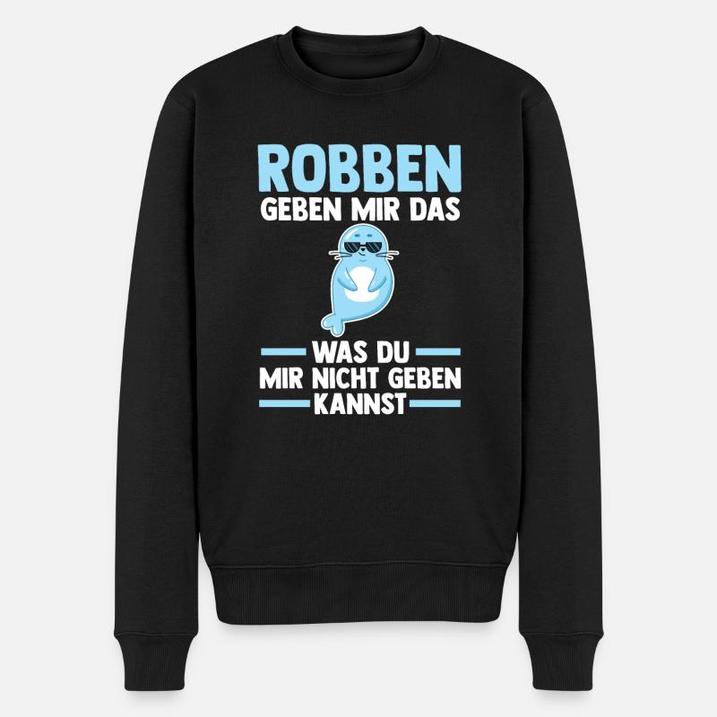 Seehund Seelöwe Robbe - Männer Premium Bio Pullover - Schwarz