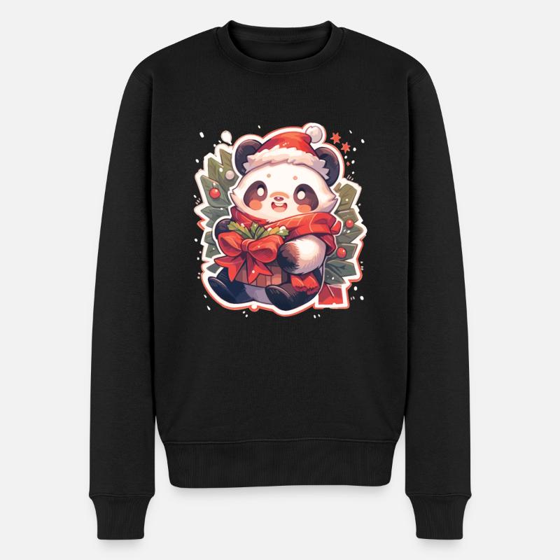 Panda Weihnachten Panda Pandas Panda Weihnachten - Männer Premium Bio Pullover - Schwarz