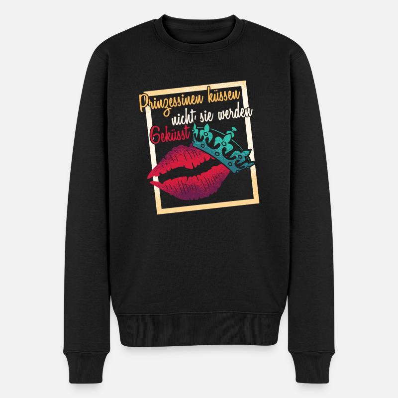 Prinzessin Kuss - Männer Premium Bio Pullover - Schwarz