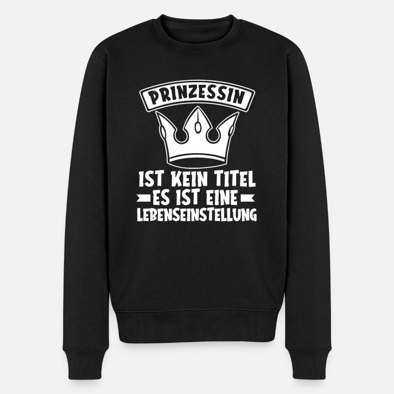 Prinzessin Krone - Männer Premium Bio Pullover - Schwarz
