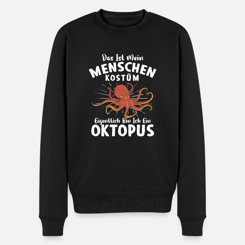 Das ist mein Menschen Kostüm Ich bin ein Oktopus - Männer Premium Bio Pullover - Schwarz