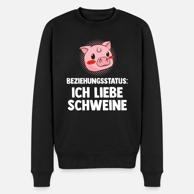 Ferkel Landwirt Bauer Bauernhof Schweine - Männer Premium Bio Pullover - Schwarz