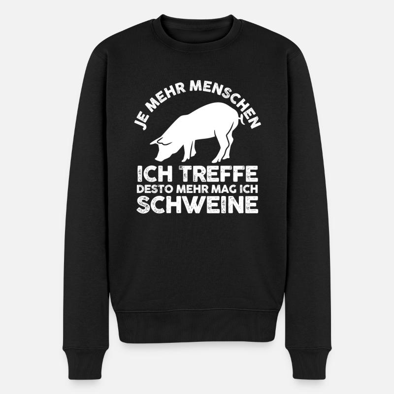 Ferkel Landwirt Bauer Bauernhof Schweine - Männer Premium Bio Pullover - Schwarz