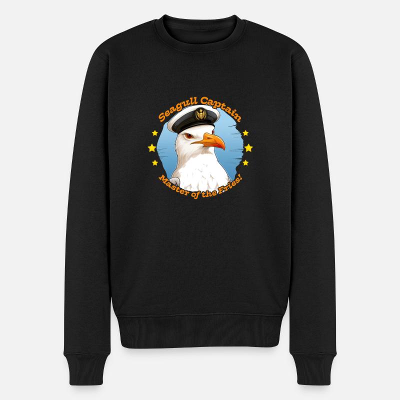 Seagull Captain - expert en frites sur la plage - Pull Premium bio Homme - noir