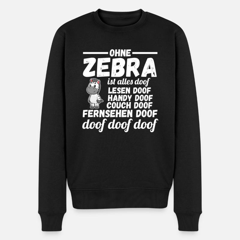 Zebra - Männer Premium Bio Pullover - Schwarz