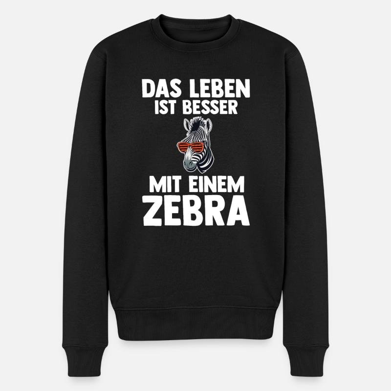 Zebra - Männer Premium Bio Pullover - Schwarz