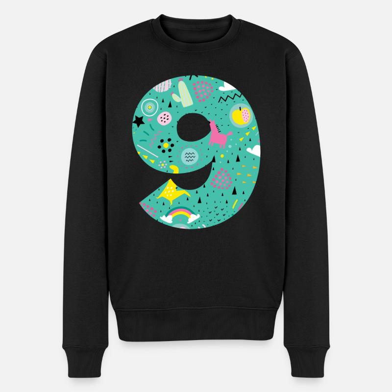 Numéro 9 anniversaire personnalisé - Pull Premium bio Homme - noir