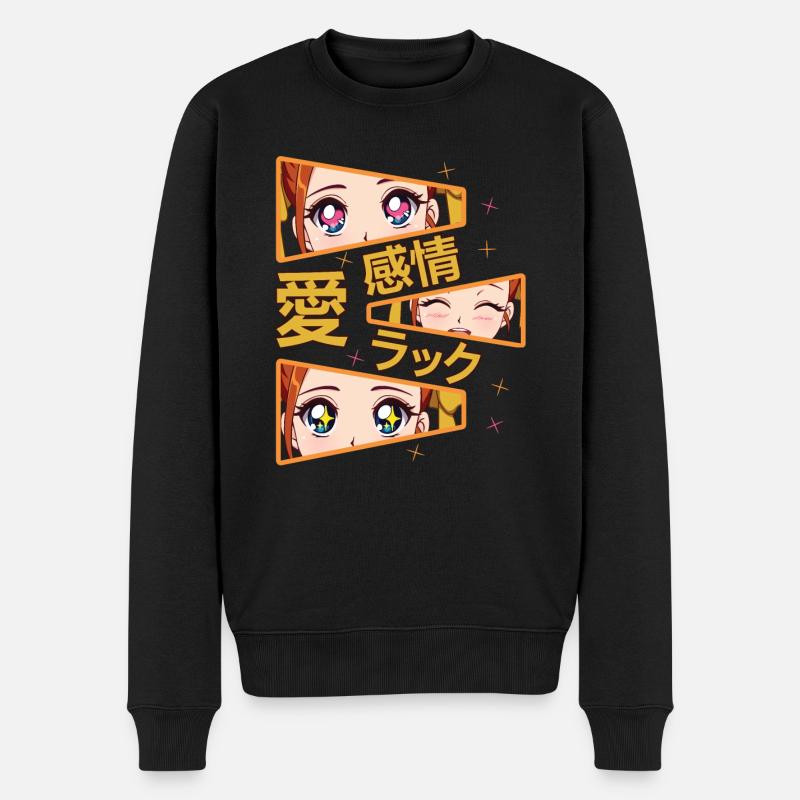 gefühle liebe glück Manga Anime - Männer Premium Bio Pullover - Schwarz
