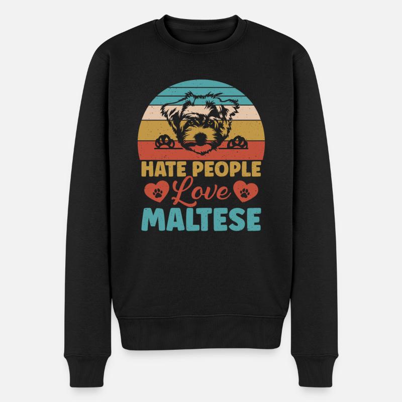 Maltese Owner Gifts - Männer Premium Bio Pullover - Schwarz