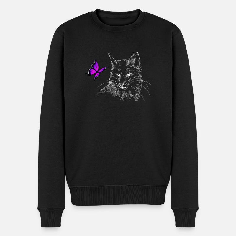 Renard esthétique avec papillon - Pull Premium bio Homme - noir