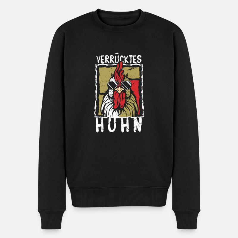 Verrücktes Huhn - Männer Premium Bio Pullover - Schwarz