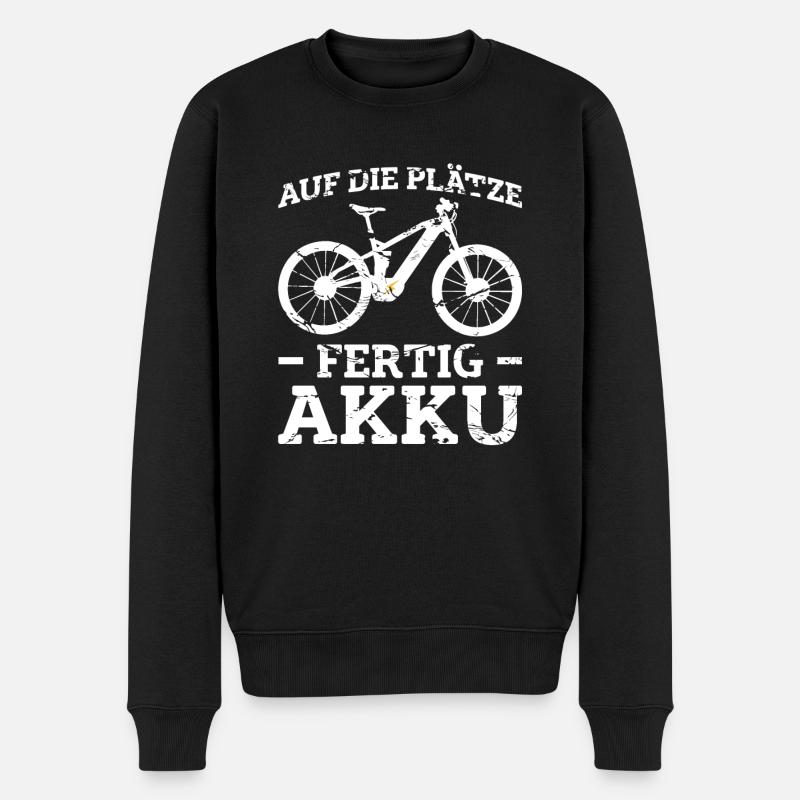 E-Bike Elektrofahrrad Fahrradfahrer Radfahrer - Männer Premium Bio Pullover - Schwarz