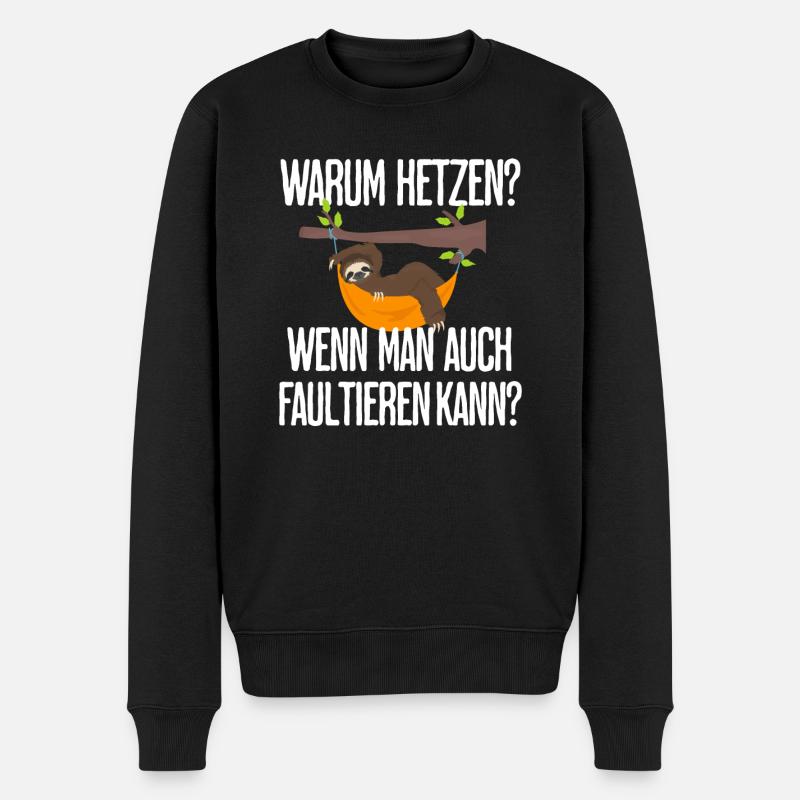 Faultier Büro Langschläfer Geschenk - Männer Premium Bio Pullover - Schwarz