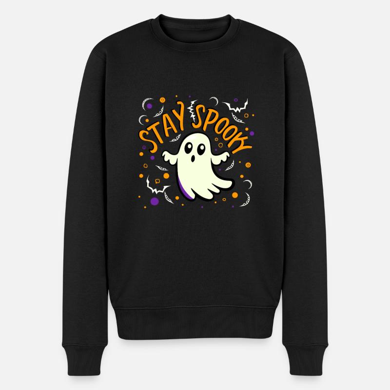 Bleib gruseliger Halloween-Geist - Männer Premium Bio Pullover - Schwarz