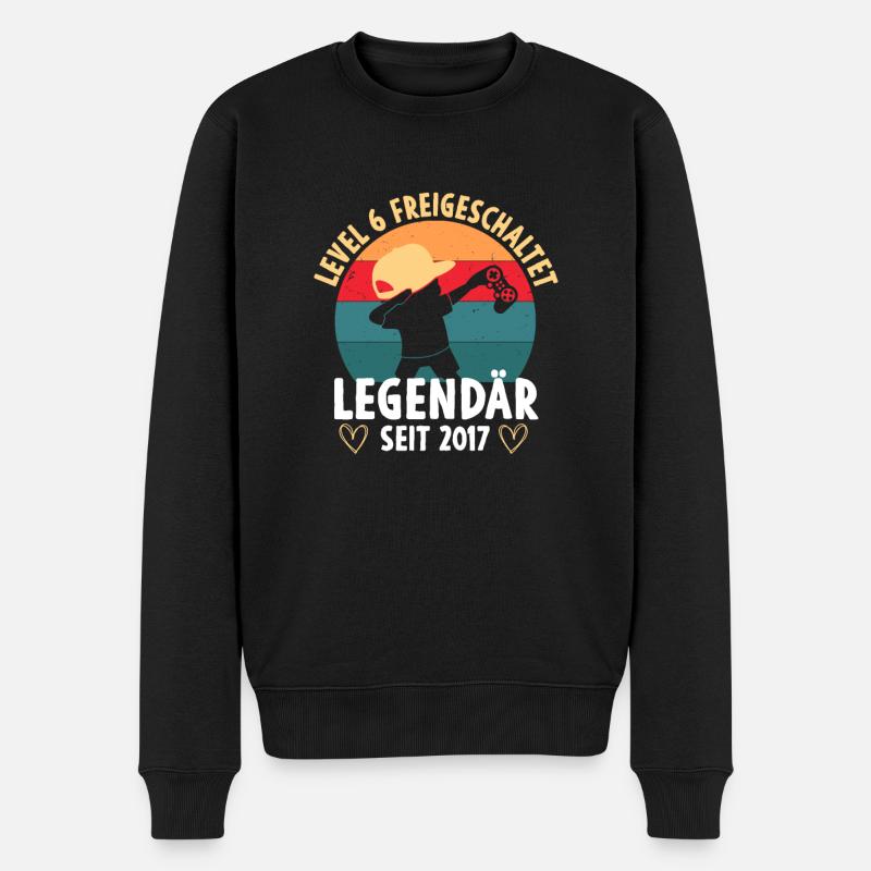 Level 6 Jahre Geburtstagsshirt Gamer 2017 - Männer Premium Bio Pullover - Schwarz
