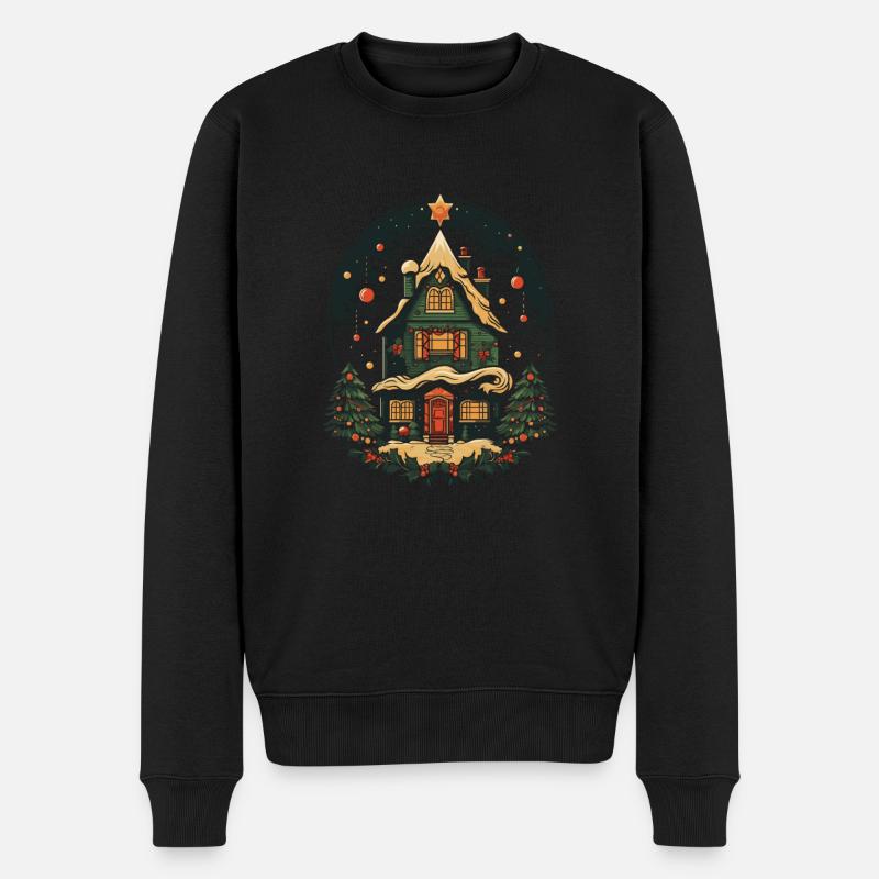 Weihnachtliche Atmosphäre mit unserem Hausdeko - Männer Premium Bio Pullover - Schwarz