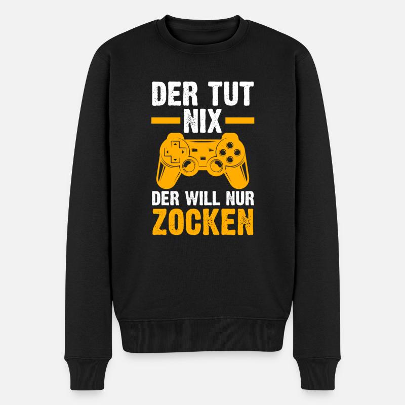 Zocker Zocken Gamer - Männer Premium Bio Pullover - Schwarz