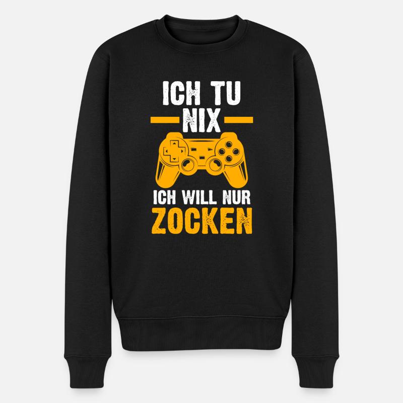 Zocker Zocken Gamer - Männer Premium Bio Pullover - Schwarz