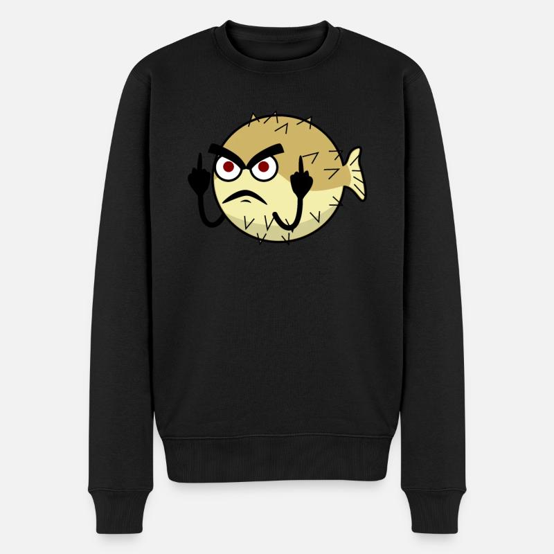 Kugelfisch zeigt Mittelfinger - Männer Premium Bio Pullover - Schwarz