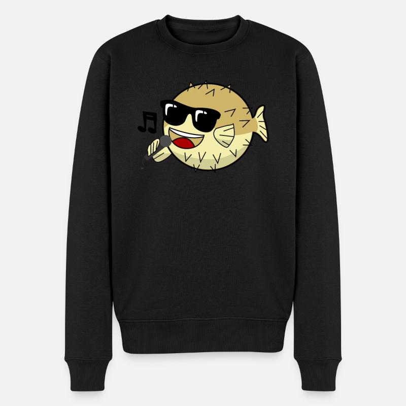 Singing Puffer Fish - Männer Premium Bio Pullover - Schwarz