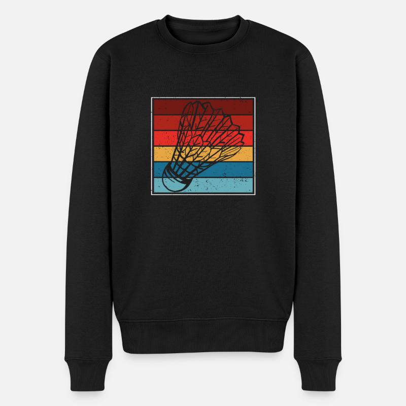 Bunte Badminton kunst - Männer Premium Bio Pullover - Schwarz