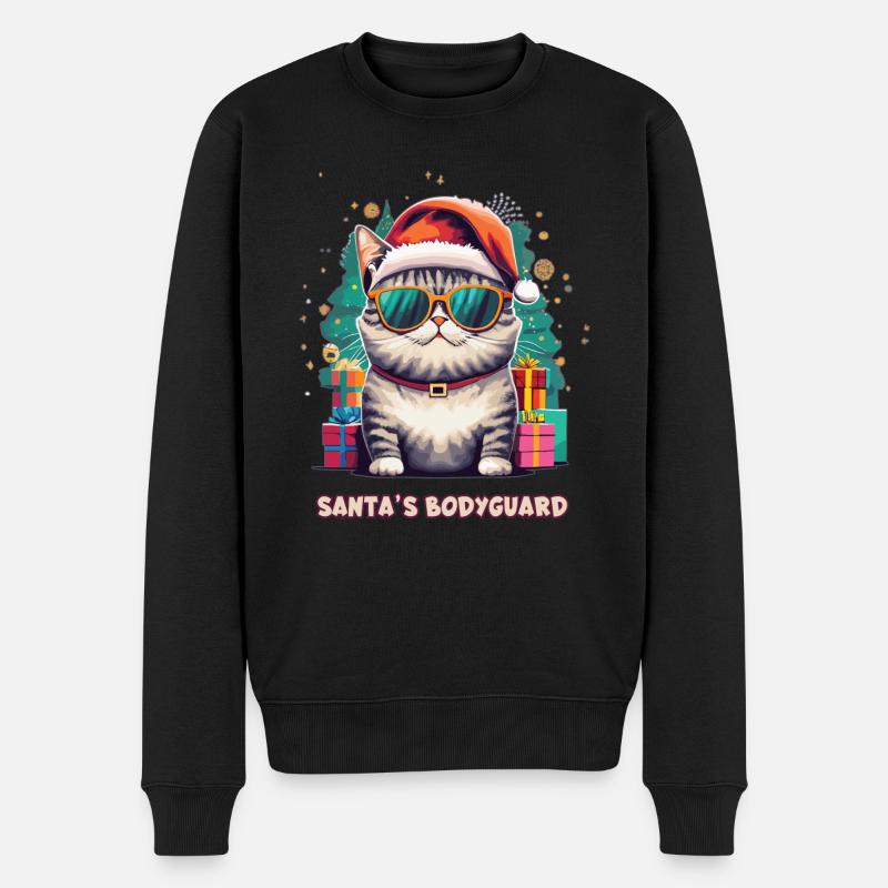 Le chat garde du corps du Père Noël - Pull Premium bio Homme - noir
