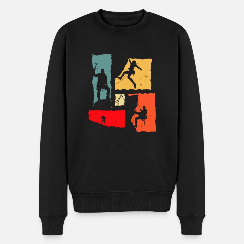 Climber Retro Climbing - Männer Premium Bio Pullover - Schwarz