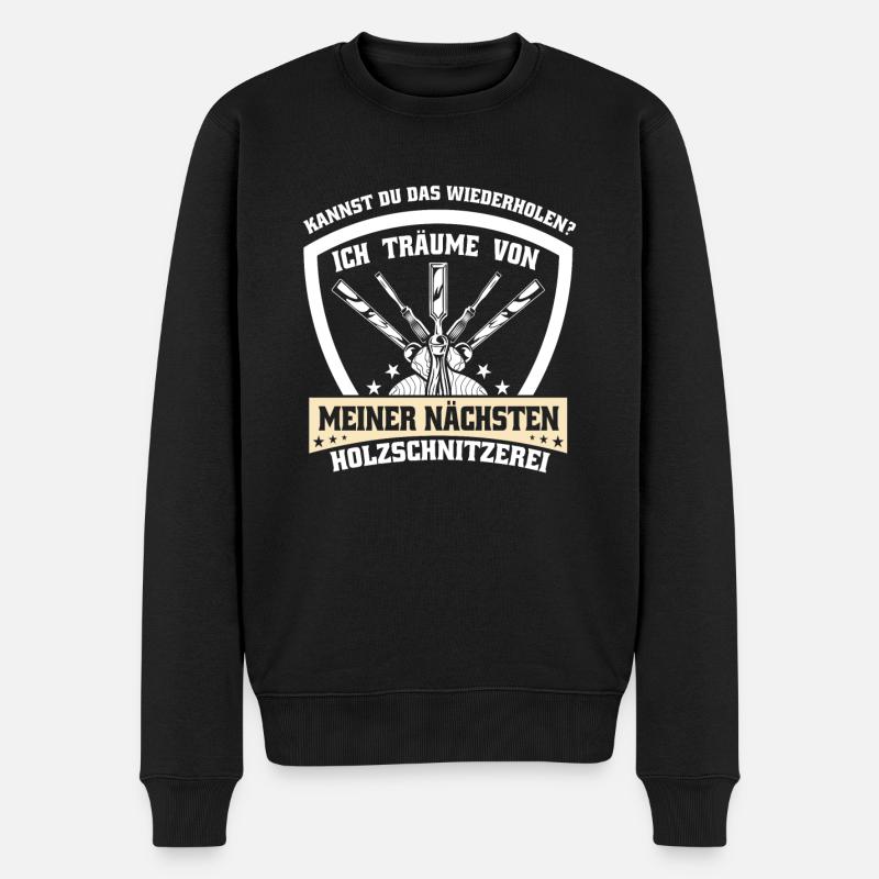 Holzschnitzer Holzschnitzerei - Männer Premium Bio Pullover - Schwarz