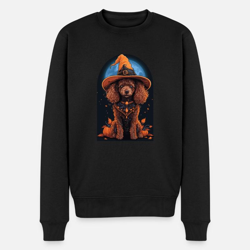 Caniche Sorcière Halloween Caniche - Pull Premium bio Homme - noir