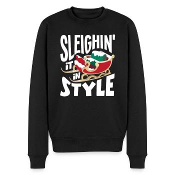 Sleighin' it in style DJ Xmas Hip Hop Rapper - Männer Premium Bio Pullover - Schwarz - Vorne - Nico (187cm)