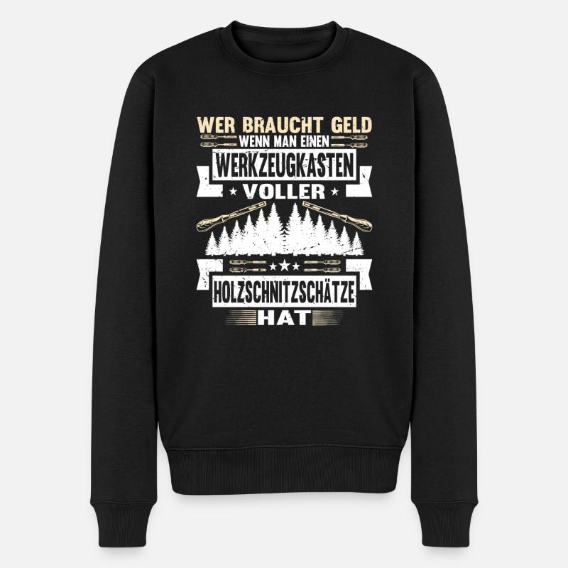 Holzschnitzer Holzschnitzerei - Männer Premium Bio Pullover - Schwarz