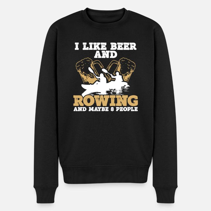 Ich Mag Bier Und Rudern - Männer Premium Bio Pullover - Schwarz