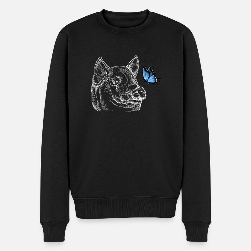 Cochon avec papillon - Pull Premium bio Homme - noir