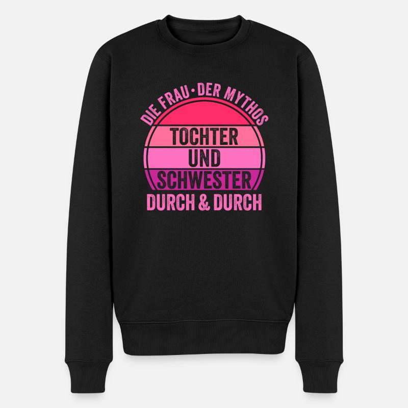 Tochter Schwester - Männer Premium Bio Pullover - Schwarz
