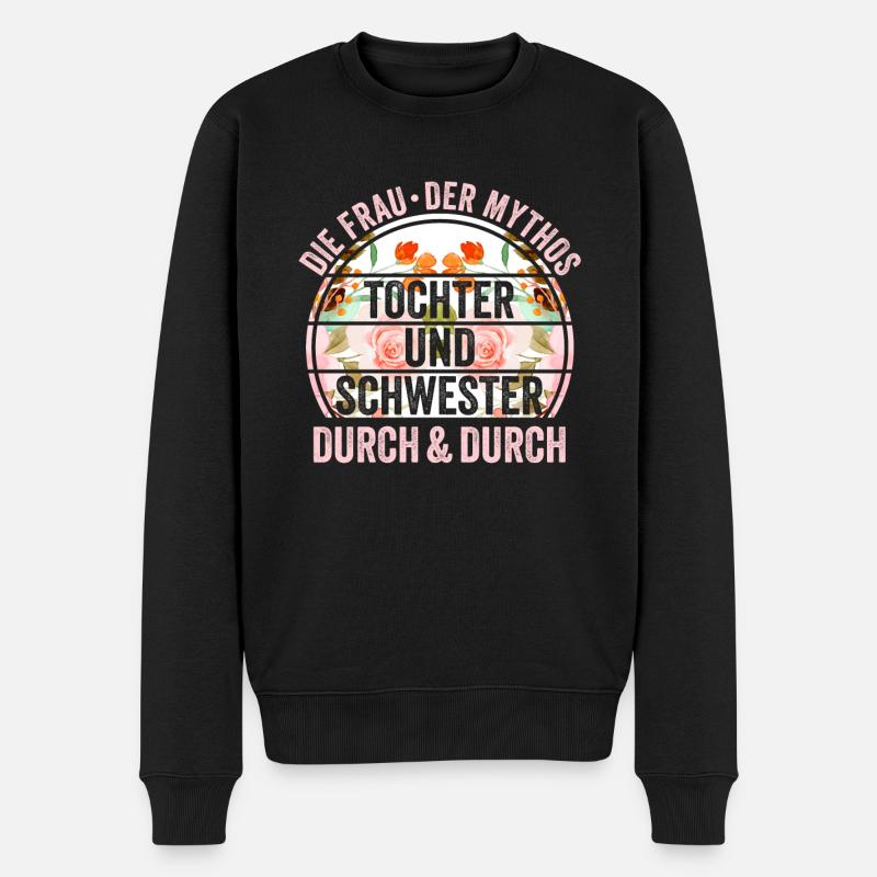 Tochter Schwester - Männer Premium Bio Pullover - Schwarz