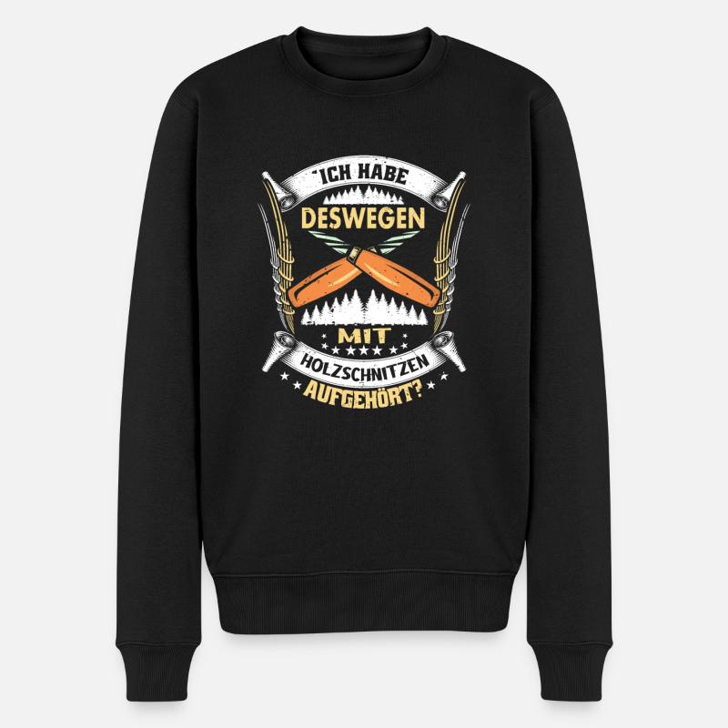 Holzschnitzer Holzschnitzerei - Männer Premium Bio Pullover - Schwarz